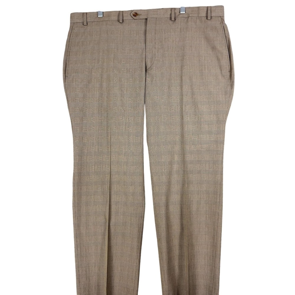Lauren Ralph Lauren Dress Pants Mens 40x30 Beige Check Stretch Flat Front Office